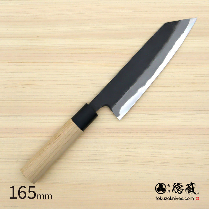 Tokuzo Carbon White Steel No. 2 Black Finish Kiritsuke Knife Sakura Handle