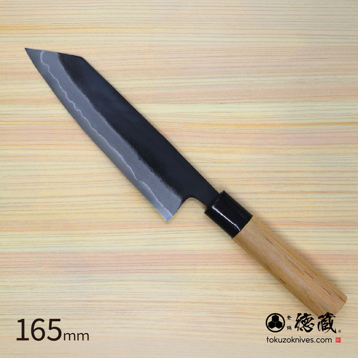 Tokuzo Carbon White Steel No. 2 Black Finish Kiritsuke Knife Sakura Handle