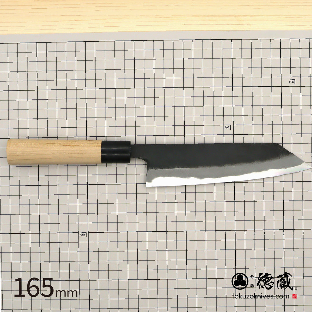 Tokuzo Carbon White Steel No. 2 Black Finish Kiritsuke Knife Sakura Handle