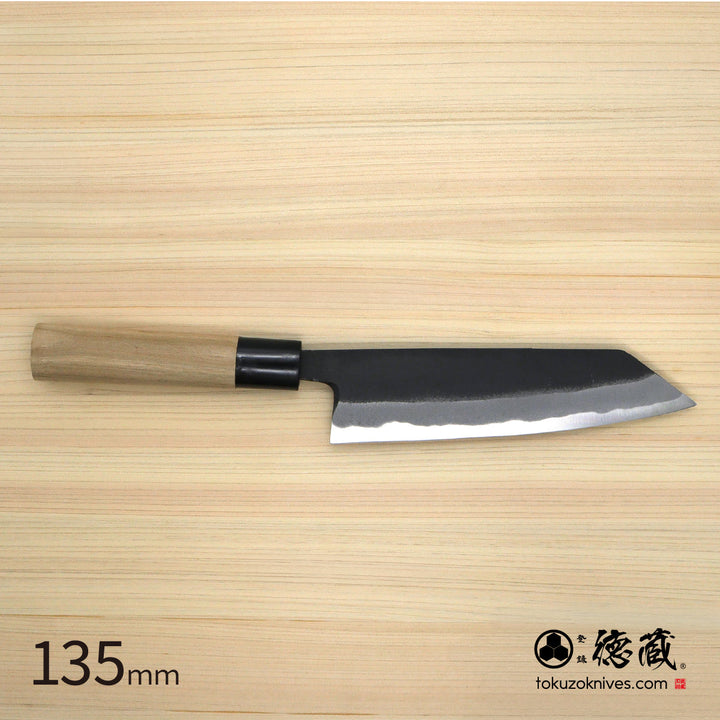 Tokuzo Carbon White Steel No. 2 Black Finish Kiritsuke Knife Sakura Handle