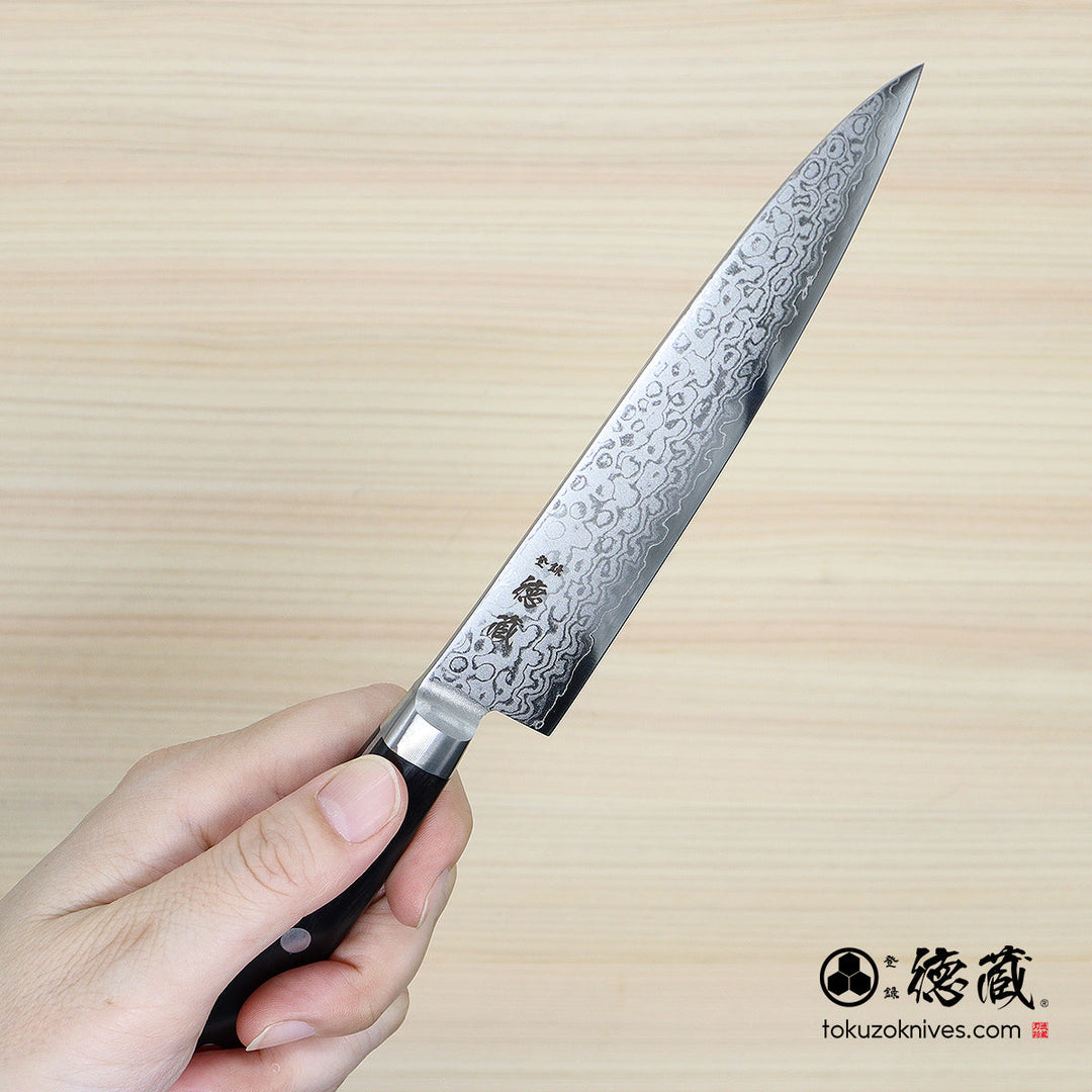 Stainless VG10 Damascus Steel Petty / Paring Knife Black Handle