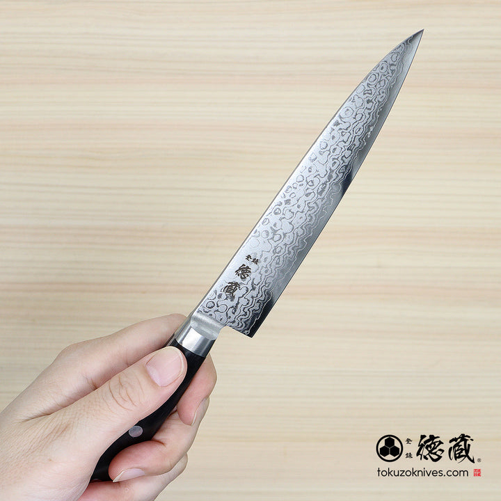 Stainless VG10 Damascus Steel Petty / Paring Knife Black Handle