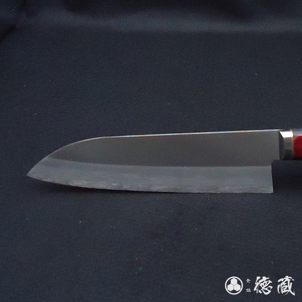 Carbon Aogami Super Polished Finish Santoku Knife Red Black Handle