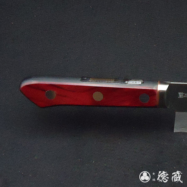 Carbon Aogami Super Polished Finish Santoku Knife Red Black Handle