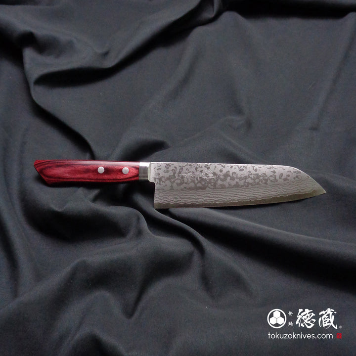 Stainless VG10 Santoku Knife Red Handle