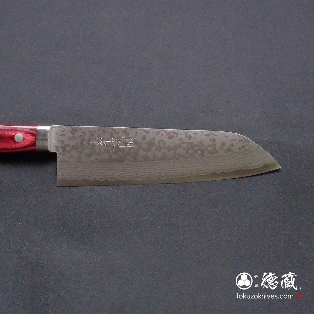 Stainless VG10 Santoku Knife Red Handle