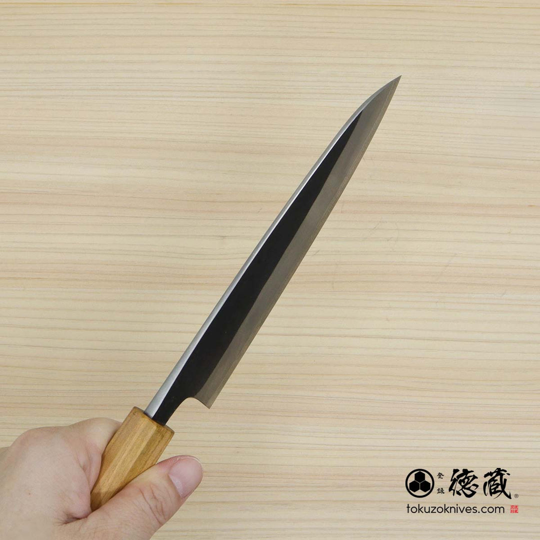 Carbon White Steel No. 2 Black Finish Petty / Paring Knife  Sakura Octagonal Handle