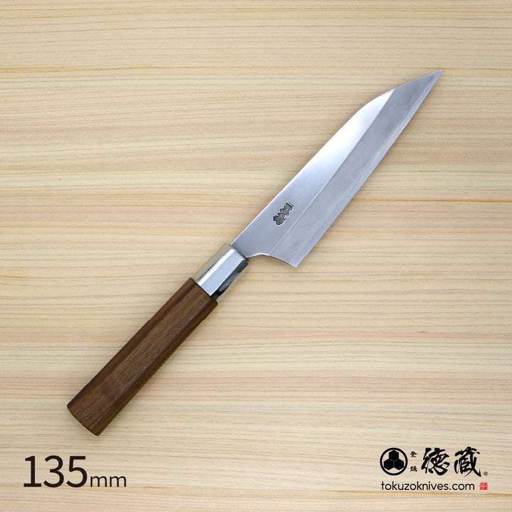 Stainless Silver Steel No. 3 Mirror Finish Petty / Paring Knife Walnut Octagonal Handle