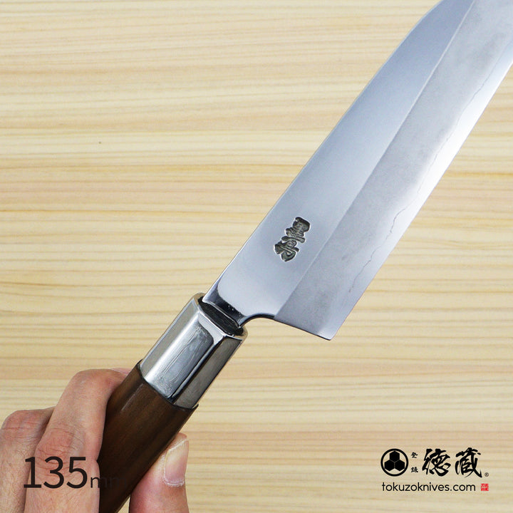 Stainless Silver Steel No. 3 Mirror Finish Petty / Paring Knife Walnut Octagonal Handle