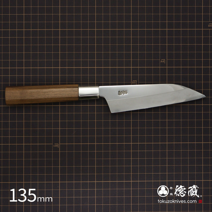 Stainless Silver Steel No. 3 Mirror Finish Petty / Paring Knife Walnut Octagonal Handle