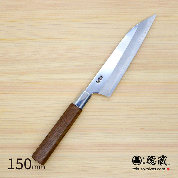 Stainless Silver Steel No. 3 Mirror Finish Petty / Paring Knife Walnut Octagonal Handle