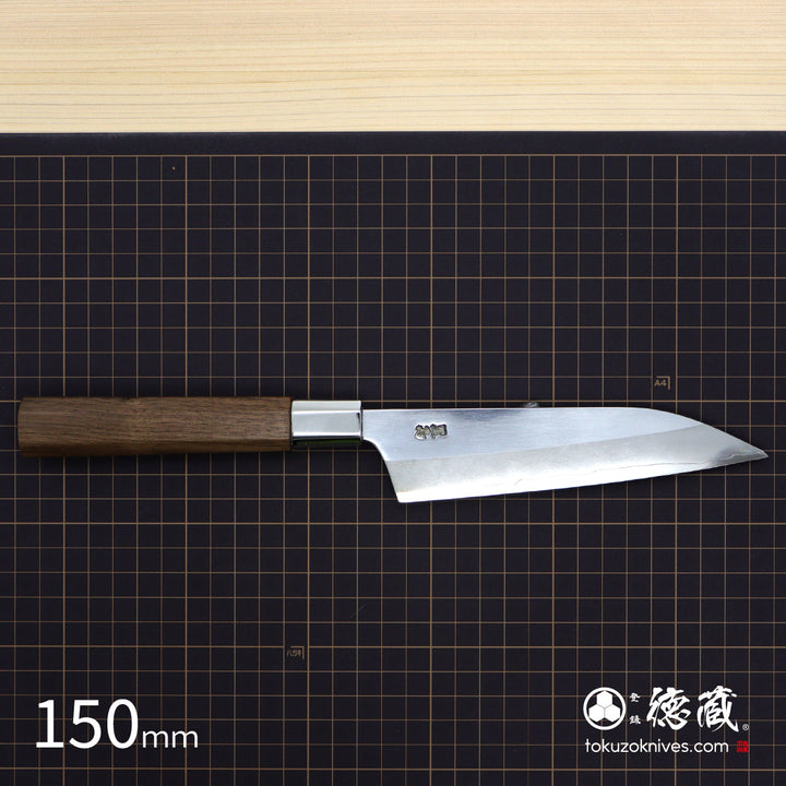 Stainless Silver Steel No. 3 Mirror Finish Petty / Paring Knife Walnut Octagonal Handle