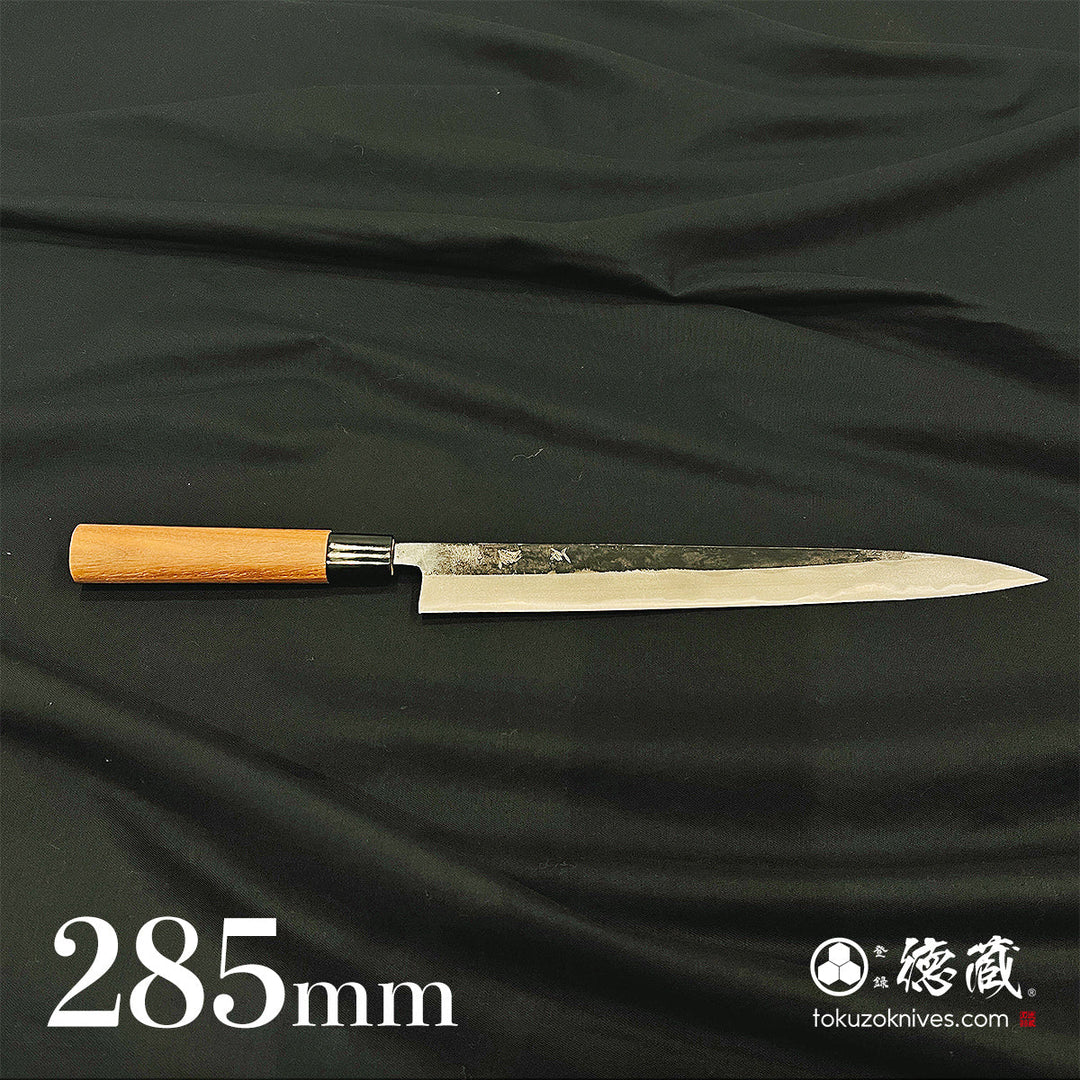 Carbon Blue Steel No. 2 Black Finish Sujibiki Knife (Slicer) Walnut Handle