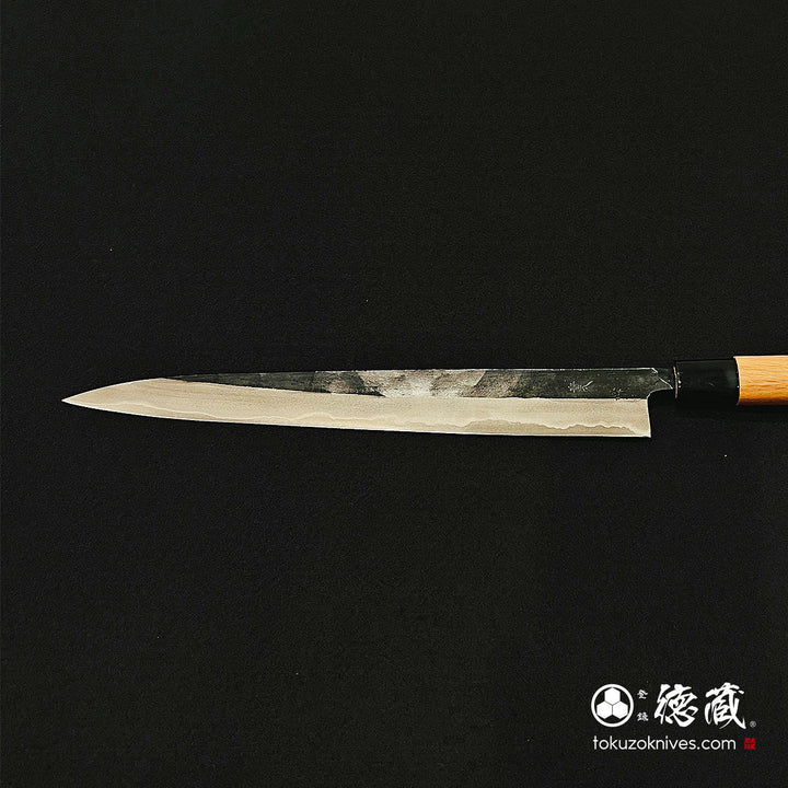 Carbon Blue Steel No. 2 Black Finish Sujibiki Knife (Slicer) Walnut Handle