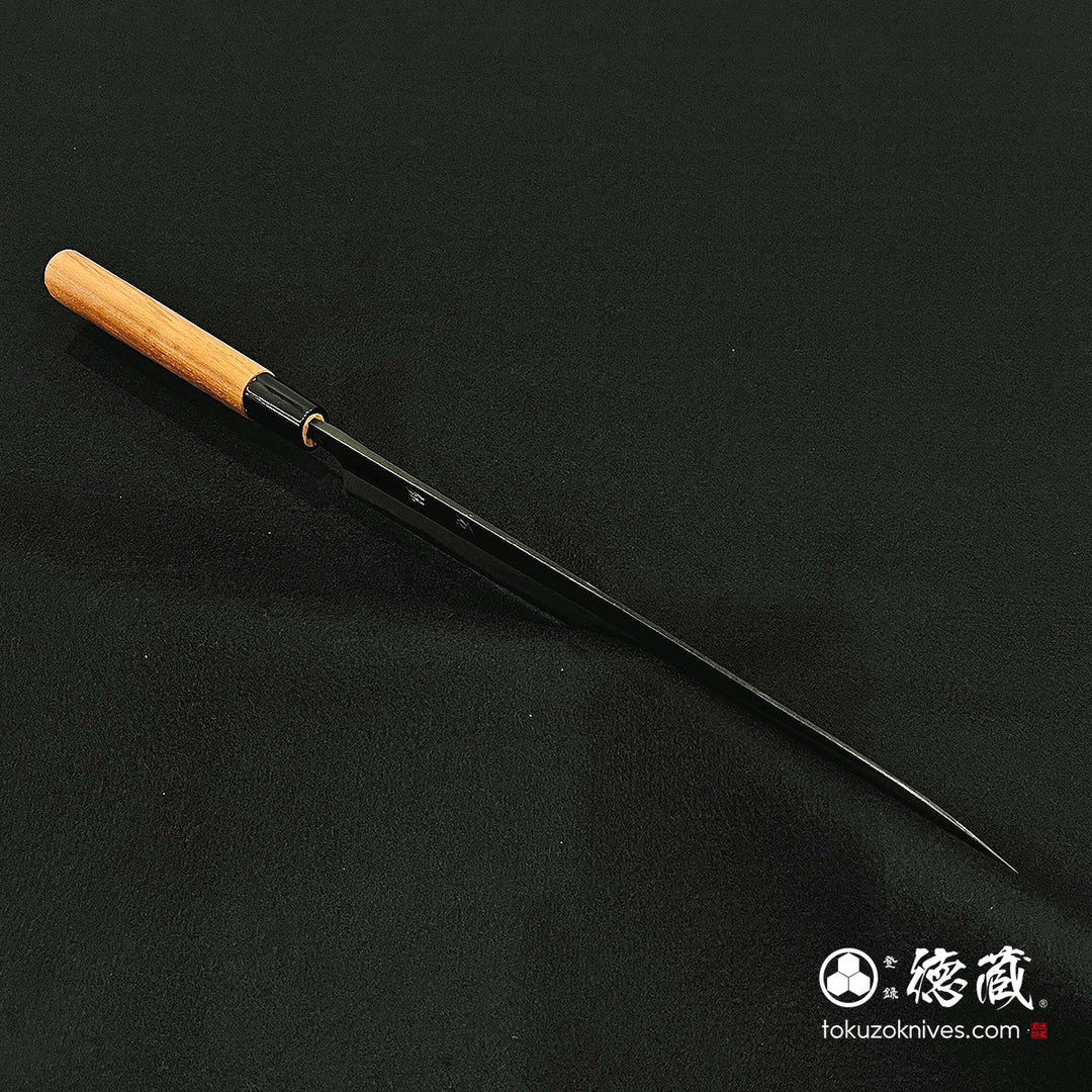 Carbon Blue Steel No. 2 Black Finish Sujibiki Knife (Slicer) Walnut Handle