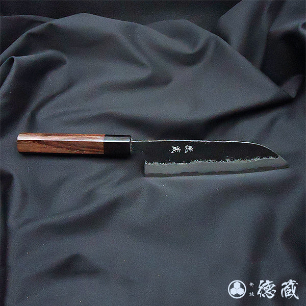 Carbon Aogami Super Santoku Knife Rosewood Octagonal Handle